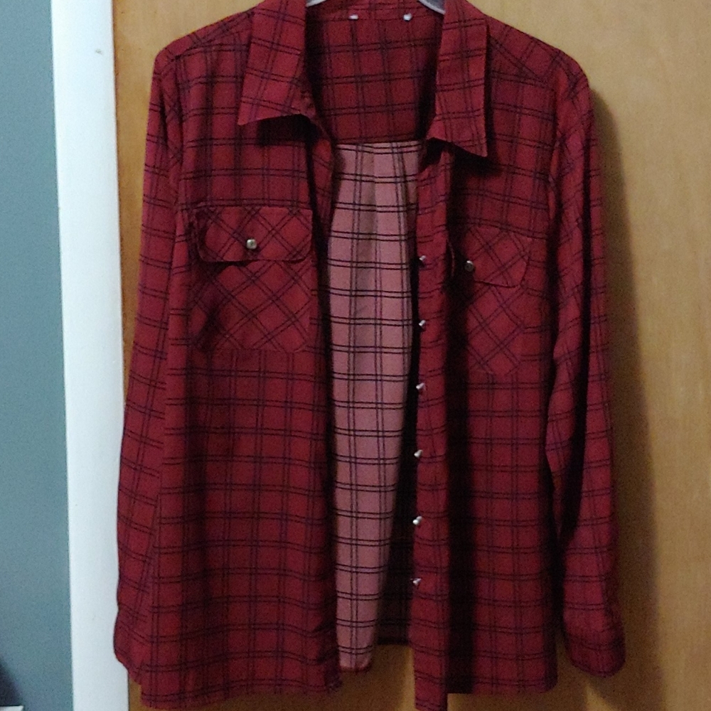 Dark red button up